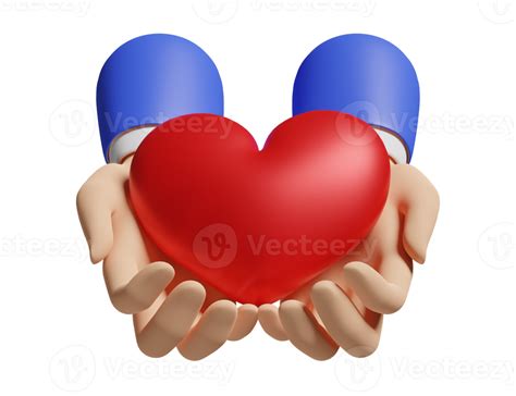 Free Cartoon Hands Holding Red Heart Isolated Health Love Or World
