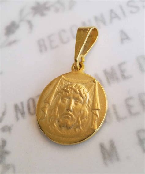 Medal Holy Face Of Jesus 175mm 18k Gold Vermeil Etsy