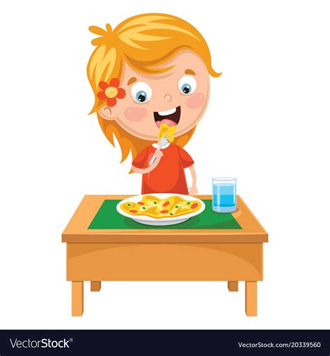 Kid Eating Meal Royalty Free Vector Image Vectorstock