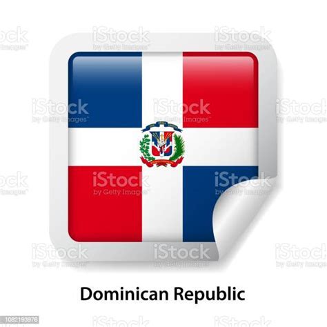 Flag Of Dominican Republic Round Glossy Sticker Stock Illustration