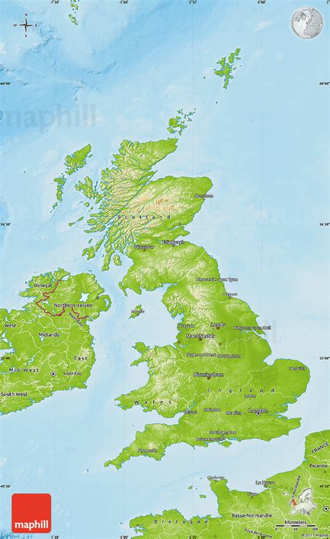 Physical map of the united kingdom. Physical Map of United Kingdom