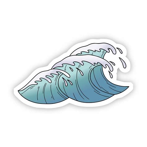 Light Blue Waves Beach Aesthetic Sticker Waterproof Vinyl Sticker 3
