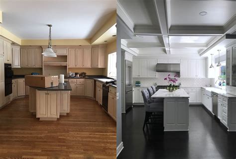 See how much you can save on your kitchen cabinets. Before & After - From pickled oak to white cabinets with ...