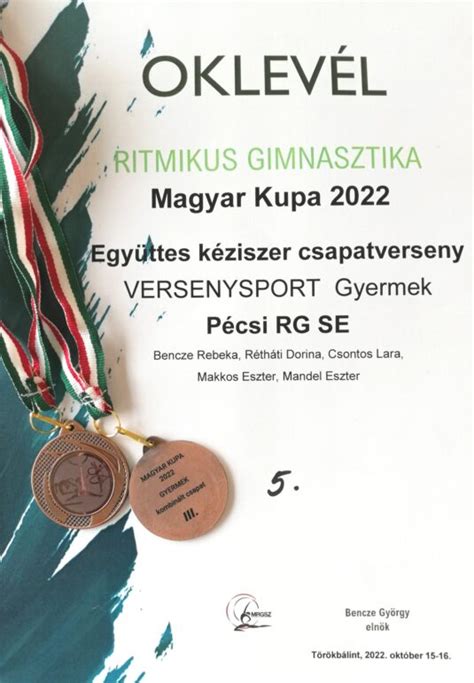 Szent Mór Iskolaközpont Siker a ritmikus gimnasztika Magyar Kupa