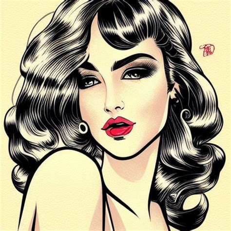 Beautiful Intricate Hot Retro Girl Detailed Portrait Illustration In