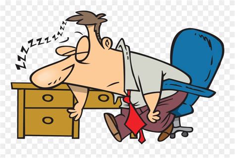 Clipart Exhausted Man Dozing At His Desk Sleeping At Work Cartoon
