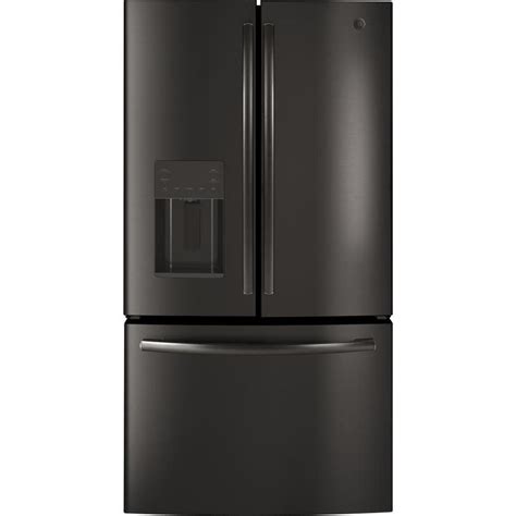 Ge 255 Cu Ft French Door Refrigerator With Ice Maker Black Stainless