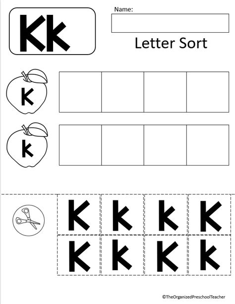 Letter K Alphabet Worksheets Preschool Lettering Letter Sort