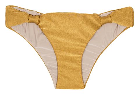 gold sliding bikini bottom with fabric rings calcinha gold cortinao rio de sol