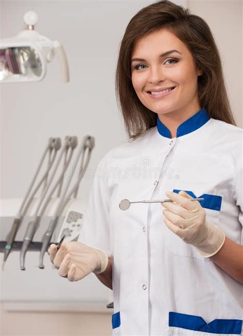 Female Dentist At Dentists Surgery Stock Photo Image