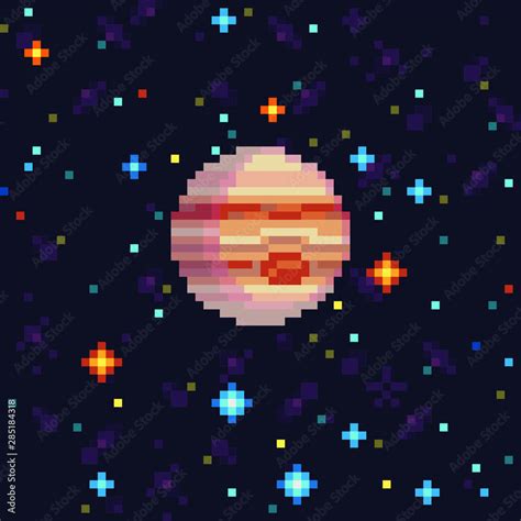 Vecteur Stock Sci Fi Space Planet Pixel Art Background Venus Solar System Object Flat Style