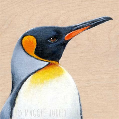 King Penguin Bird Art Print On Wood Maggie Hurley