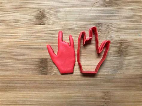 490 Rock And Roll Hand Sign Cookie Cutter Fondant Cutter 3d Printed
