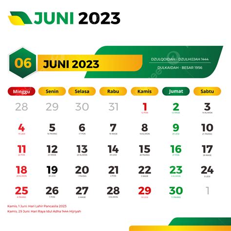 Kalender Juni 2023 Lengkap Dengan Tanggal Merah Kalender Juni 2023