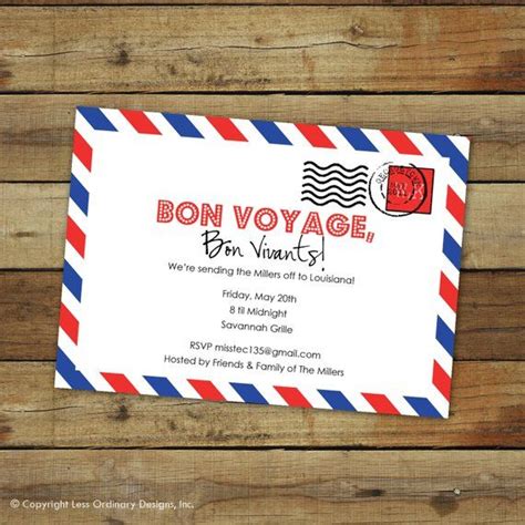 Custom Bon Voyage Party Invitation Goodbye Party Airmail Postmark