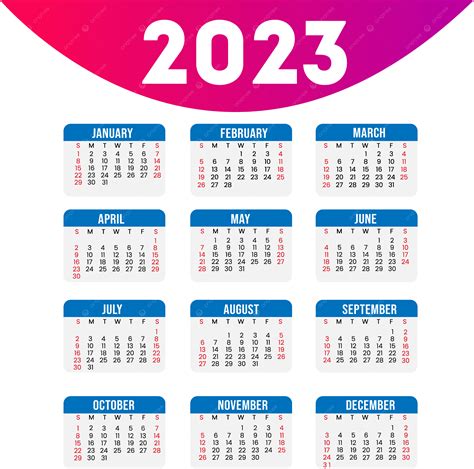 2023 Douze Mois Calendrier Clipart Vectoriel Png Calendrier 2023