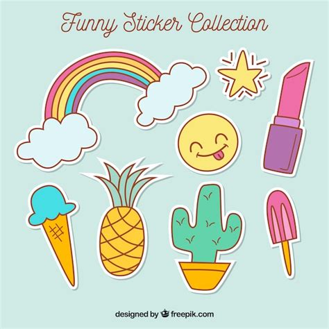 Free Vector Pack Of Beautiful Hand Drawn Stickers
