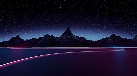 Download 1920x1080 wallpaper silhouette, mountains, artwork, synthwave, full hd, hdtv, fhd ...