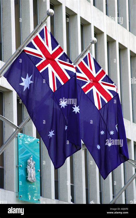 Australian Flags Melbourne Australia Stock Photo Alamy