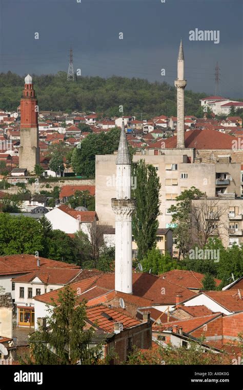Macedonia Skopje Mosque Minarets Of Predominately Muslim Carsija Area