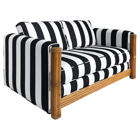 Black And White Striped Sofa Fabric Baci Living Room
