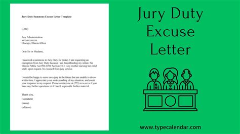 Jury Duty Excuse Letter