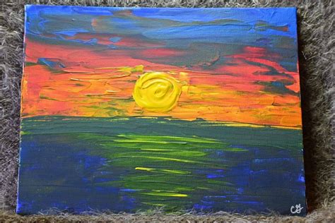 Acrylic Palette Knife Sunset Painting Wall Art Etsy