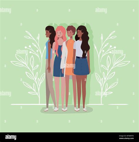 Young And Beautiful Interracial Girls Group Characters Stock Vector Image And Art Alamy