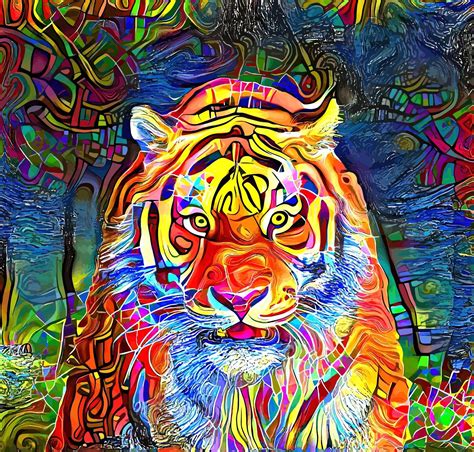 Abstract Tiger Face Portrait Painting 2492360 Vector Art At Vecteezy