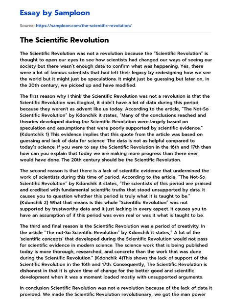 ≫ The Scientific Revolution Free Essay Sample On
