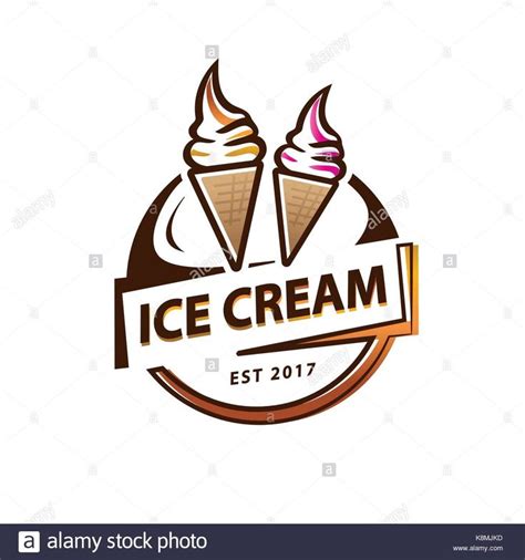 An Ice Cream Logo With Two Scoops Of Ice Cream On The Top And Below