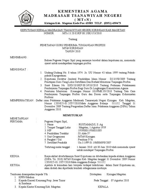 Para dosen yang namanya terdapat dalam lampiran surat keputusan ini dipandang mampu dan memenuhi syarat. Contoh Surat Keputusan Pemberhentian Guru Honorer ...