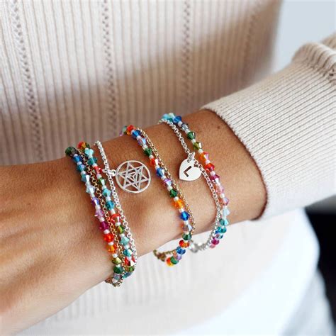 Rainbow Crystal Bead Bracelet By J S Jewellery Beaded Bracelets