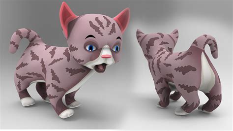 3d Model Cute Cartoon Cat Animated Vr Ar Low Poly Rigged Animated