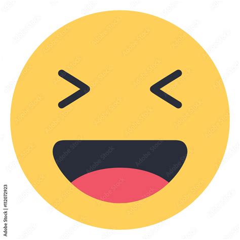 Smiling Face With Open Mouth Closed Eyes Flat Emoticon Design