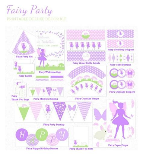 Fairy Birthday Party Decorations Printable Personalized Diy Fairy