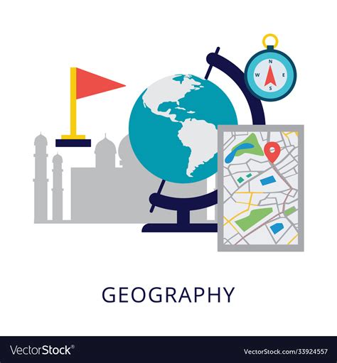Geography School Subject Logo Banner Template Flat