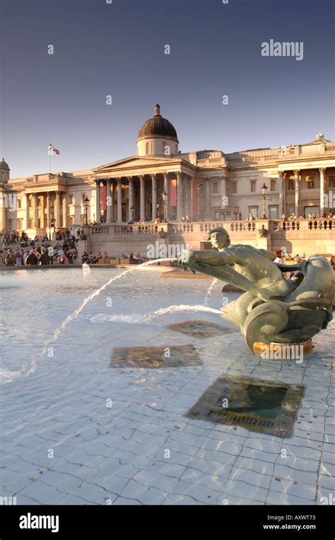 Fountains In Trafalgar Square In Front Of The National Gallery London