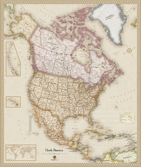 Buy Vintage Map Of North America Wall Hanging
