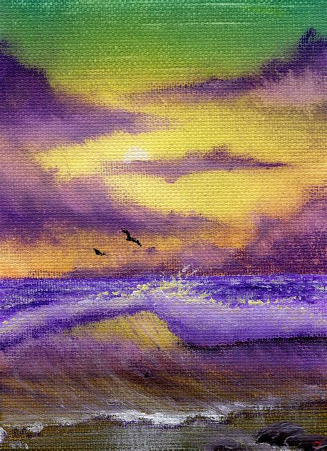 Green And Purple Sunset Painting Green And Purple Sunset Fine Art Print