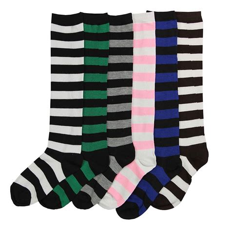 Womens Colorful And Fun Knee High Socks 6 Pack Stripes 1