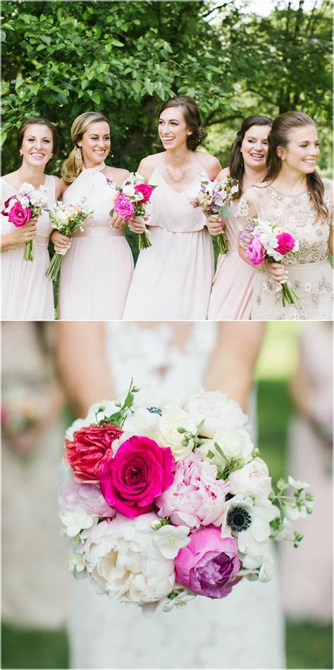 I love traditional white bridal bouquets and i love peonies. Pink bridesmaids, white peonies, pink roses, bouquet ...
