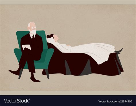 Woman Lying On Couch And Sigmund Freud Sitting Vector Image