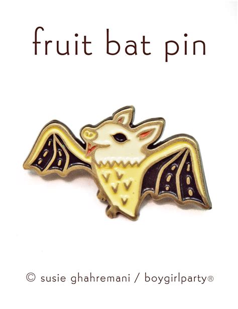 Bat Pin Fruit Bat Pin Bat Enamel Pin By Boygirlparty Enamel Pins