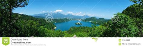 Panoramic View Of Lake Bled Slovenia Panorama Stock Photo Image Of