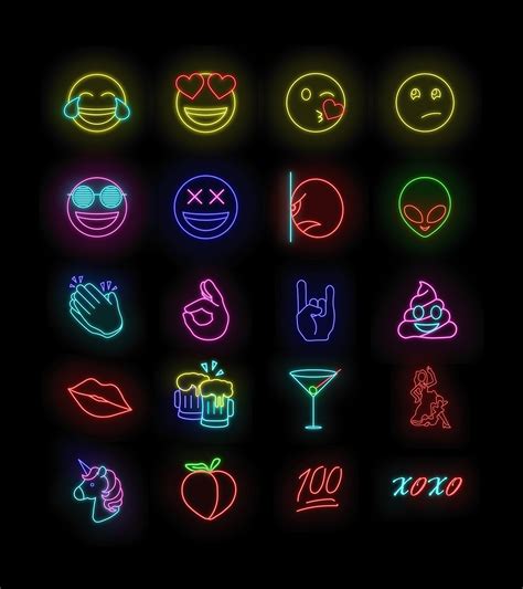 Neon Emoji Set On Behance