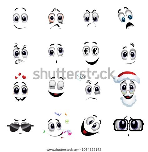 Set Various Face Emoji Icons Emoticons Stock Vector Royalty Free