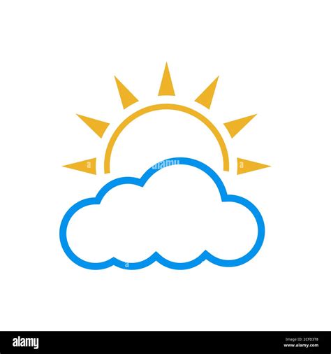 Simple Useful Bright Sun And Cloud Logo A Clear Sky Icon Design Vector
