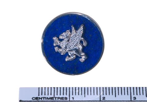 Griffin Cufflinks Roundel Heraldic Lapis Overlaid Sterling Silver
