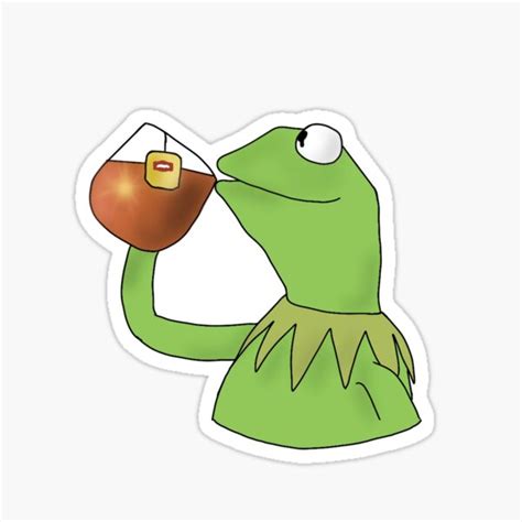 Kermit Sipping Tea Sticker By Doodlesbynats Redbubble